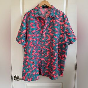 Flamingo Print Men's SSLR Shirt ~ Size 3X Vacation Resortwear